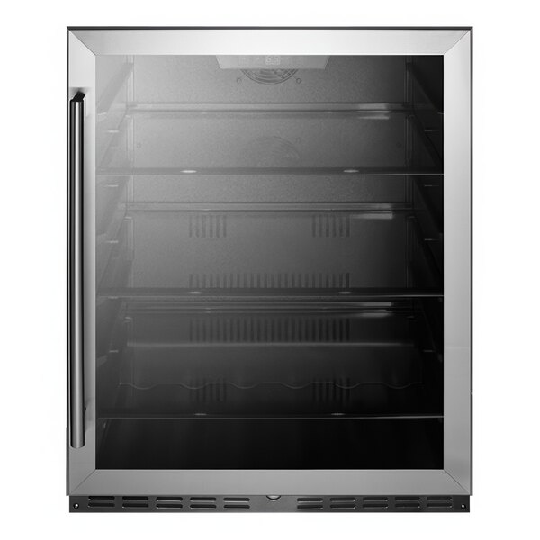 Summit Appliance AL57GCSS 24" Stainless Steel ADA-Height Built-In Undercounter Glass Door Beverage Refrigerator - 115V