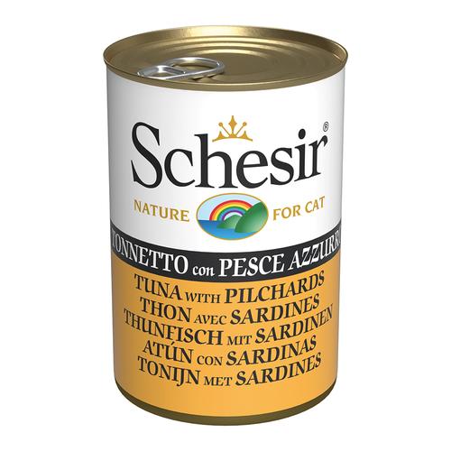 6x140g Schesir in Gelee Thunfisch mit Sardine Katzenfutter nass