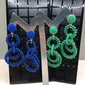 J. Crew Jewelry | J. Crew Beaded Interlocking Long Circle Dangle Earrings Bundle 2 | Color: Blue/Green | Size: Os