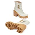 Gucci Shoes | Gucci Kensington Double Crystal Buckle Bootie White Gg Canvas Size 38.5 | Color: Tan/White | Size: 38.5eu