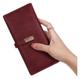 NTIYOU Wallets Wallet Simple Women's Leather Wallet New Multifunctional Long Style Card Holder Buckle Coins Pocket Portable Coin Purses Durable (Color : Burgundy-1)