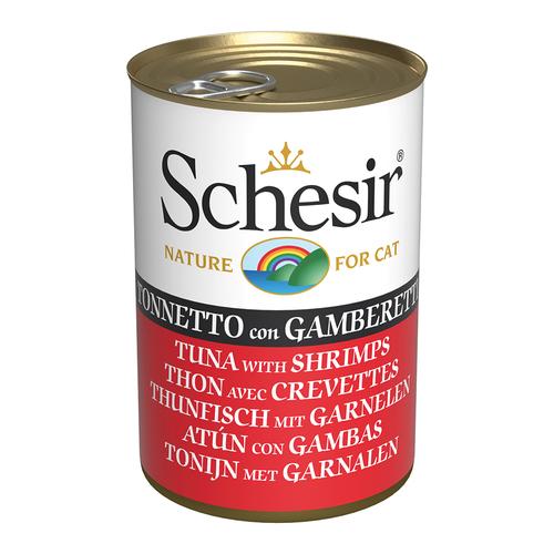 6x140g Schesir in Gelee Thunfisch mit Garnele Katzenfutter nass