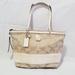 Coach Bags | Authentic Coach Signature Stripe White Tote Shoulder Handbag | Color: Tan/White | Size: Os