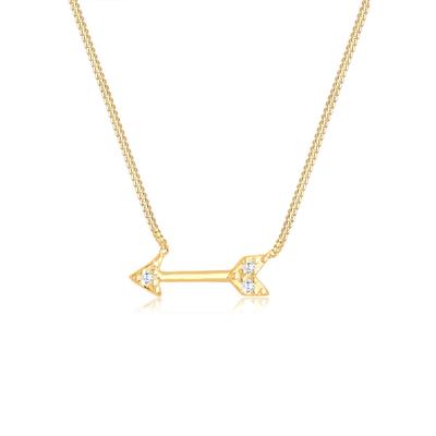 Collierkettchen ELLI "Pfeil Amor Zirkonia 925 Sterling Silber", gold, Halsketten, Damen, 40,mit Steinen, Silber 925 (Sterlingsilber), L: 40cm Image