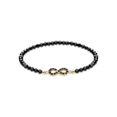 Armband ELLI "Infinity Glas Kristalle Schwarz 925 Sterling Silber vergoldet", schwarz, Armbänder, Damen, 19cm,mit Steinen, Silber 925 (Sterlingsilber) Image