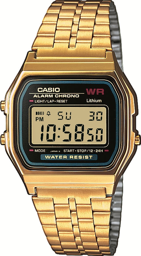 Chronograph CASIO VINTAGE "A159WGEA-1EF", gold (goldfarben), Armbanduhren, Damen, Chronograph, Quarzuhr, Armbanduhr, Damen, Herren, digital, retro, Stoppfunktion