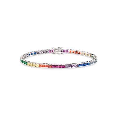 Armband BRUNO BANANI "Schmuck Geschenk Silber 925 Armschmuck Tennisarmband Regenbogen" Gr. 21, bunt (silberfarben, blau,