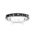 Fingerring THOMAS SABO "Steine Pavé TR2358-051-9-52-60, TR2358-643-11-52-60" Fingerringe Gr. 54, Silber 925 (Sterlingsilber), 4 mm, silberfarben (silberfarben, schwarz, schwarz) Damen Fingerringe