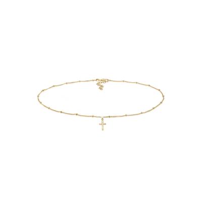 Collier ELLI "Choker Kugelkette Kreuz Glaube 925 Silber" Gr. 36, gold, Halsketten, Damen, 36, ohne Stein, Silber 925 (Sterlingsilber), L: 36cm, Collier Kreuzkette Silberkette Image