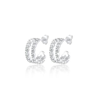 Paar Ohrstecker ELLI "Creolen Stecker 925 Silber, mit Kristallen von Swarovski", silber, Ohrringe, Damen, OneSize,mit Steinen, Silber 925 (Sterlingsilber) Image