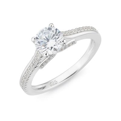 Fingerring FIRETTI "Schmuck Geschenk Silber 925 Silberring Verlobungsring" Gr. 56, silber (silberfarben, kristallweiß, kristallweiß), Fingerringe, Damen, 56, Silber 925 (Sterlingsilber), 2,3mm, mit Zirkonia (synth.) Image
