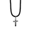 Kette mit Anhänger KUZZOI "Herren Lederkette Kreuz Oxidiert Matt 925 Silber" Halsketten Gr. 50, Silber 925 (Sterlingsilber), Länge: 50 cm, silberfarben (silber) Herren Ketten mit Anhänger