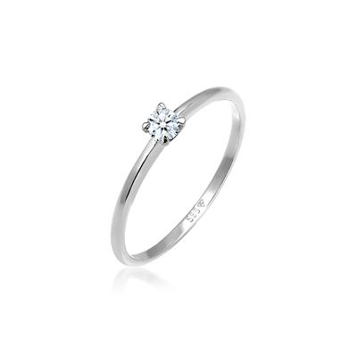 Verlobungsring ELLI DIAMONDS "Diamant Weiß Brillantschliff (0.06 ct) 585 Weißgold" Gr. 52, silber, Fingerringe, Damen, 52mm, 0.06 ct P1 = bei 10-facher Vergrößerung erkennbare Einschlüsse, Weißgold 585, 1mm Image