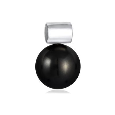 Bead NENALINA "Anhänger synthetische Perle 925 Silber" Charms schwarz (schwarz, weiß) Damen Beads