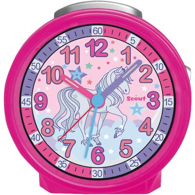 Quarzwecker SCOUT "Pferdewecker, Friends, 280001046" Wecker pink Kinder mit Pferdemotiv, Sterne, Lernwecker, ideal auch als Geschenk