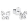 Paar Ohrstecker S.OLIVER JUNIOR "Schmetterling, 9233199", silber (silber, 925, kristallweiß), Ohrringe, Mädchen, Silber 925 (Sterlingsilber), mit Zirkonia (synth.)