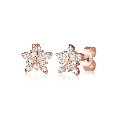 Paar Ohrstecker ELLI "Schneeflocke Winter Zirkonia 925er Sterling Silber", rosa (rosegold, weiß), Ohrringe, Damen, OneSi