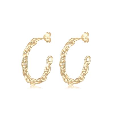 Paar Creolen ELLI "Creolen Glieder Design 925 Sterling Silber", gold, Ohrringe, Damen, OneSize, ohne Stein, Silber 925 (Sterlingsilber) Image