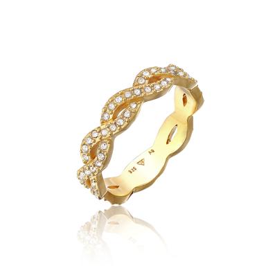 Fingerring ELLI "Infinity Kristalle Unendlichkeit Liebe 925 Silber" Gr. 56, gold (gold, weiß), Fingerringe, Damen, 56mm,