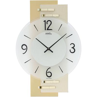 Wanduhr AMS, gold (goldfarben), Wanduhren, B/H/L: 22cm x 5cm x 36cm, Exklusiv-Modell, Quarzuhr, Made in Germany, Holz, Wohnzimmer,Esszimmer Image
