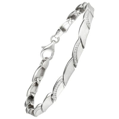 Armband JOBO, silber (silber 925, weiß), Armbänder, Damen, Silber 925 (Sterlingsilber), 925 Silber mit 80 Zirkonia 19 cm