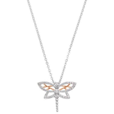 Kette mit Anhänger AMOR "Big Butterfly, 2033932", bunt (silberfarben, weiß), Halsketten, Damen, mit Zirkonia, Silber 925