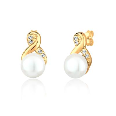 Paar Ohrstecker ELLI "Infinity Glas Kristalle Weiß 925 Sterling Silber", gold, Ohrringe, Damen, OneSize, ohne Stein, Silber 925 (Sterlingsilber) Image