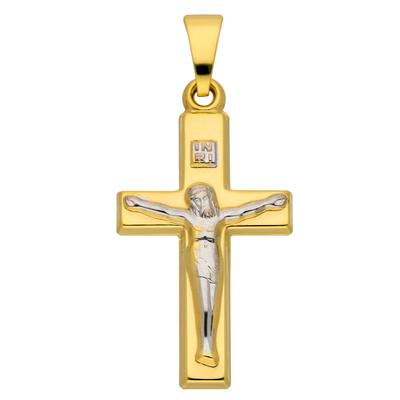 Ketten-Anhänger ADELIA´S "333 Gold Kreuz Anhänger Korpus", gold, Schmuckanhänger, Damen, Weißgold 333, Goldschmuck für D