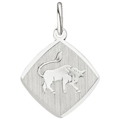 Sternzeichen-Anhänger JOBO "Sternzeichen Stier", silber (silber 925), Schmuckanhänger, Damen, Silber 925 (Sterlingsilber), 925 Silber