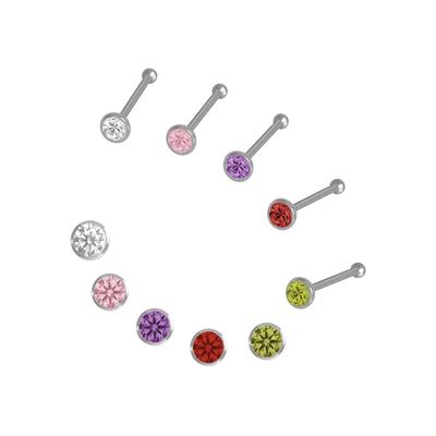 Nasenpiercing-Set FIRETTI "Multipack Schmuck Geschenk Silber 925 Piercing Nasenstecker", bunt (silberfarben, rosa, lila,