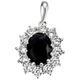 Ketten-Anhänger FIRETTI "Schmuck Geschenk Silber 925 Halsschmuck Anhänger Lady D Royal" Schmuckanhänger Gr. Silber 925 (Sterlingsilber), 2,10 g, silberfarben (silberfarben, ony x schwarz, kristallweiß, kristallweiß) Damen Anhänger