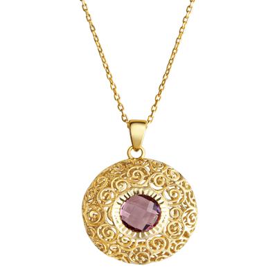 Kette mit Anhänger "Gold 333 mit echtem Amethyst 8mm", gelb, FASCINATION BY ELLEN K., Halsketten, Damen, 42/45cm, Gold, L: 45cm B: 19.5mm, glänzend, B:19.5mm Image