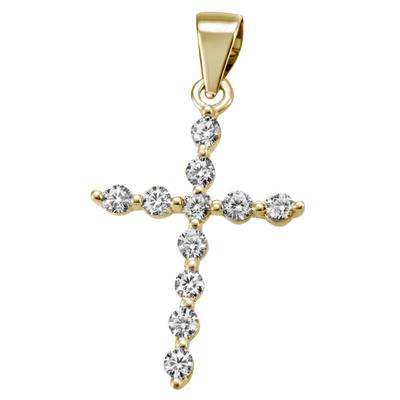 Ketten-Anhänger FIRETTI "Schmuck Geschenk Silber 925 Halsschmuck Anhänger Kreuz", gold (gelbgoldfarben, kristallweiß, kristallweiß), Schmuckanhänger, Damen, Silber 925 (Sterlingsilber), 1,2 g, mit Zirkonia (synth.) Image