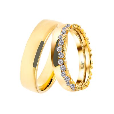 Trauring DOOSTI "Schmuck Geschenk Silber 925 Trauring Ehering Partnerring LIEBE" Gr. 62, gold (gelbgoldfarben), Fingerringe, 62, ohne Zirkonia, Silber 925 (Sterlingsilber), 5,6mm, wahlweise mit oder ohne Zirkonia Image