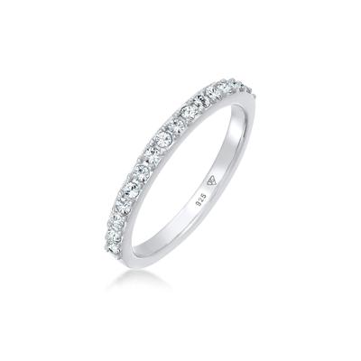 Fingerring ELLI "Bandring Memoire 925 Silber, mit Kristallen von Swarovski" Gr. 58, silber, Fingerringe, Damen, 58mm,mit Steinen, Silber 925 (Sterlingsilber), 2.2mm Image