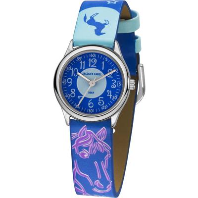 Quarzuhr JACQUES FAREL "Pferdeuhr, HCC 338" Armbanduhren bunt (blau, lila, weiß) Kinder Kinderuhren