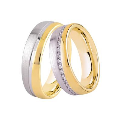 Trauring DOOSTI "Schmuck Geschenk Silber 925 Trauring Ehering Partnerring LIEBE" Gr. 58, silber (gelbgoldfarben, silberfarben), Fingerringe, 58, ohne Zirkonia, Silber 925 (Sterlingsilber), 6mm, wahlweise mit oder ohne Zirkonia Image