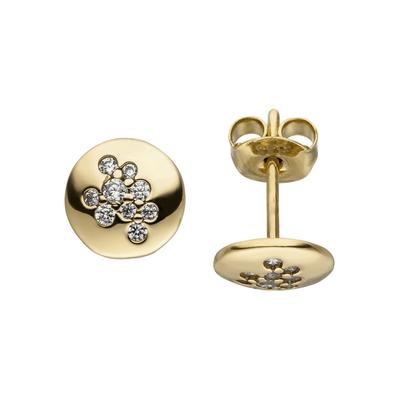 Paar Ohrstecker JOBO, gold (gelbgold 333, weiß), Ohrringe, Damen, Gelbgold 333, 333 Gold mit 28 Zirkonia Image