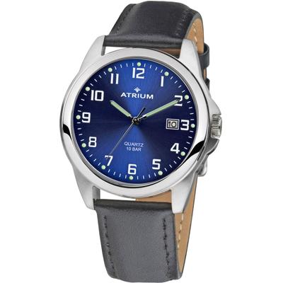Quarzuhr ATRIUM, schwarz (schwarz, nachtblau), Armbanduhren, Damen, Armbanduhr, Damenuhr, Herrenuhr, Lederarmband, analog Image