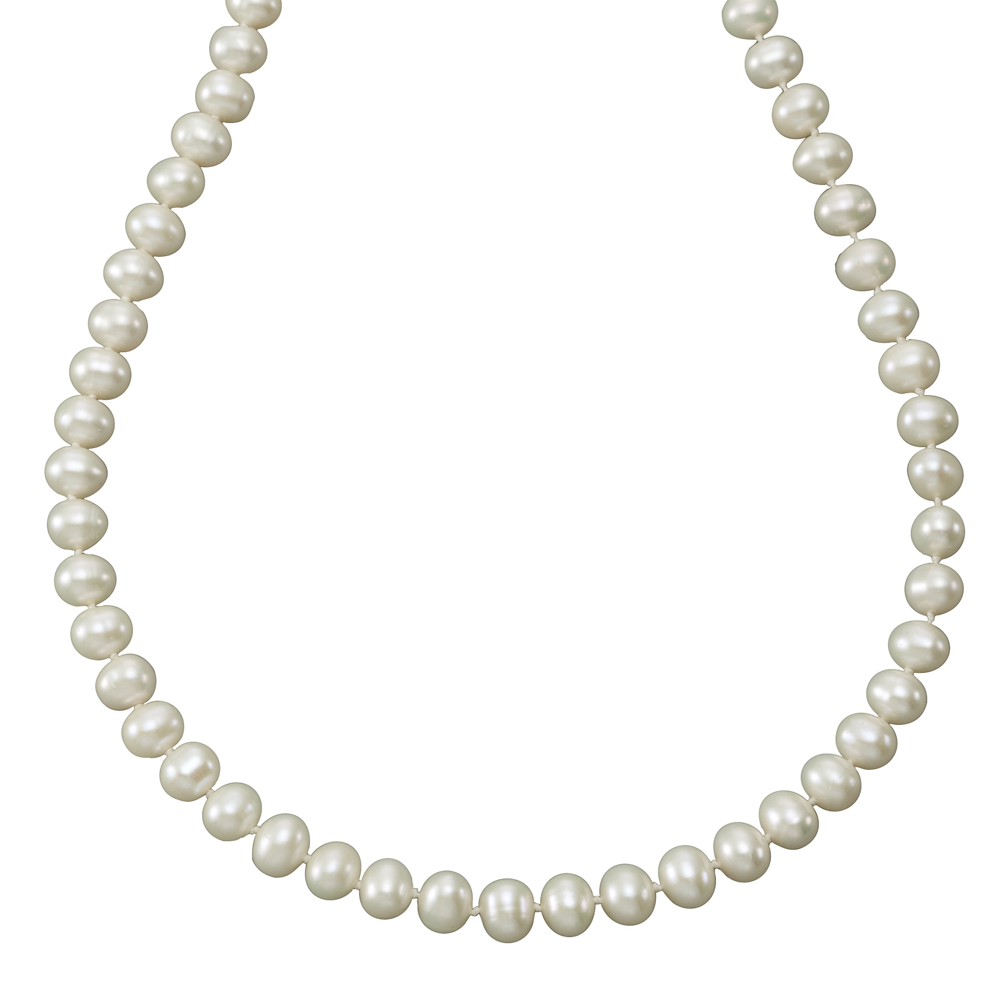 Collierkettchen "Gold 375 mit Perle weiß 6,5-7mm", weiß, FASCINATION BY ELLEN K., Halsketten, Damen, 45cm, Gold, L: 45 B: 7mm, glänzend, B:7mm