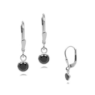 Paar Ohrhänger FIRETTI "Schmuck Geschenk Silber 925 Ohrschmuck Patentbrisur Glitzer", silber (silberfarben, schwarz, schwarz), Ohrringe, Mädchen, Silber 925 (Sterlingsilber), Made in Germany - mit Zirkonia (synth.) Image
