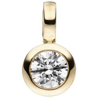 Runder Anhänger JOBO, gold (gelbgold 333), Schmuckanhänger, Damen, Gelbgold 333, rund 333 Gold mit Zirkonia Image