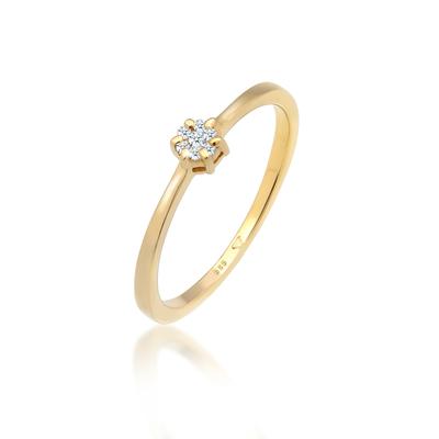 Verlobungsring ELLI DIAMONDS "Diamant Weiß Brillantschliff (0.045 ct) 585 Gelbgold" Gr. 54, gold (gold, weiß), Fingerrin