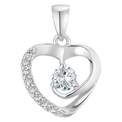 Herz-Anhänger AMOR "9067237", silber (silberfarben, kristallweiß, kristallweiß), Schmuckanhänger, Damen, Silber 925 (Sterlingsilber), 1,30 g, mit Zirkonia (synth.) Image