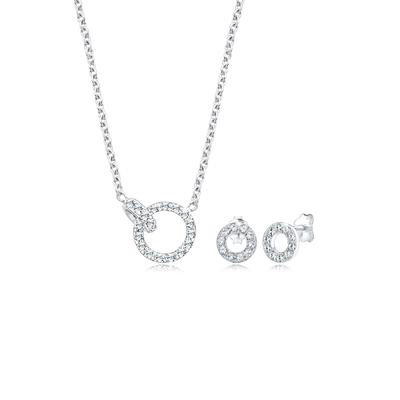Schmuckset ELLI "Kreis 925 Silber, mit Kristallen von Swarovski", silber, Schmuck-Sets, Damen, OneSize,mit Stein, Silber 925 (Sterlingsilber)