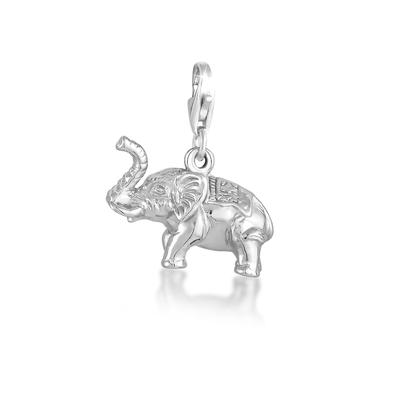 Charm-Einhänger NENALINA "Anhänger Elefant Tier Reise Verziert 925 Silber", silber, Charms, Damen, ohne Stein, Silber 92