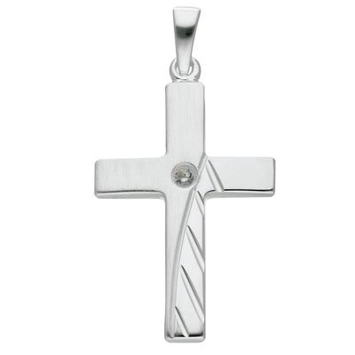 Ketten-Anhänger ADELIA´S "925 Silber Kreuz Anhänger", silber, Schmuckanhänger, Damen, mit Zirkonia, Silber 925 (Sterling