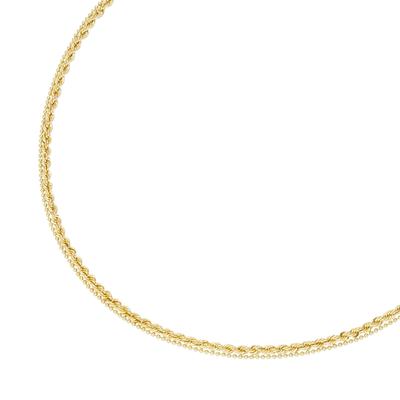 Goldkette LUIGI MERANO "2-reihig, Kordelkette und Kugelkette, Gold 375" Halsketten Gr. 45 cm, Gelbgold 375, goldfarben (gold) Damen Goldketten