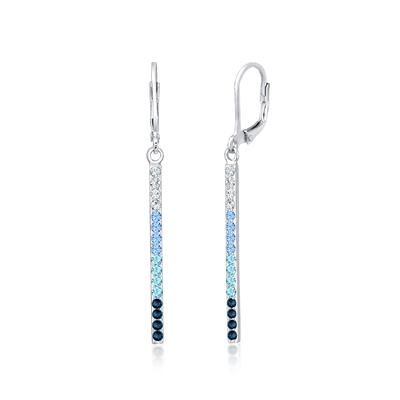 Paar Ohrhänger ELLI "Stab lang mit Kristalle 925 Silber", blau (blau, weiß), Ohrringe, Damen, OneSize,mit Steinen, Silber 925 (Sterlingsilber) Image