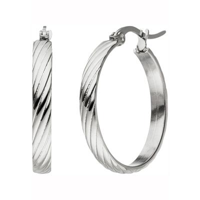 Paar Creolen JOBO, silber (edelstahlfarben), Ohrringe, Damen, Edelstahl, aus Edelstahl 26 mm
